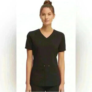 Scrubstar Ultimate Crisscross V-Neck Top & Yoga Cargo Joggers Size XS Black NWT